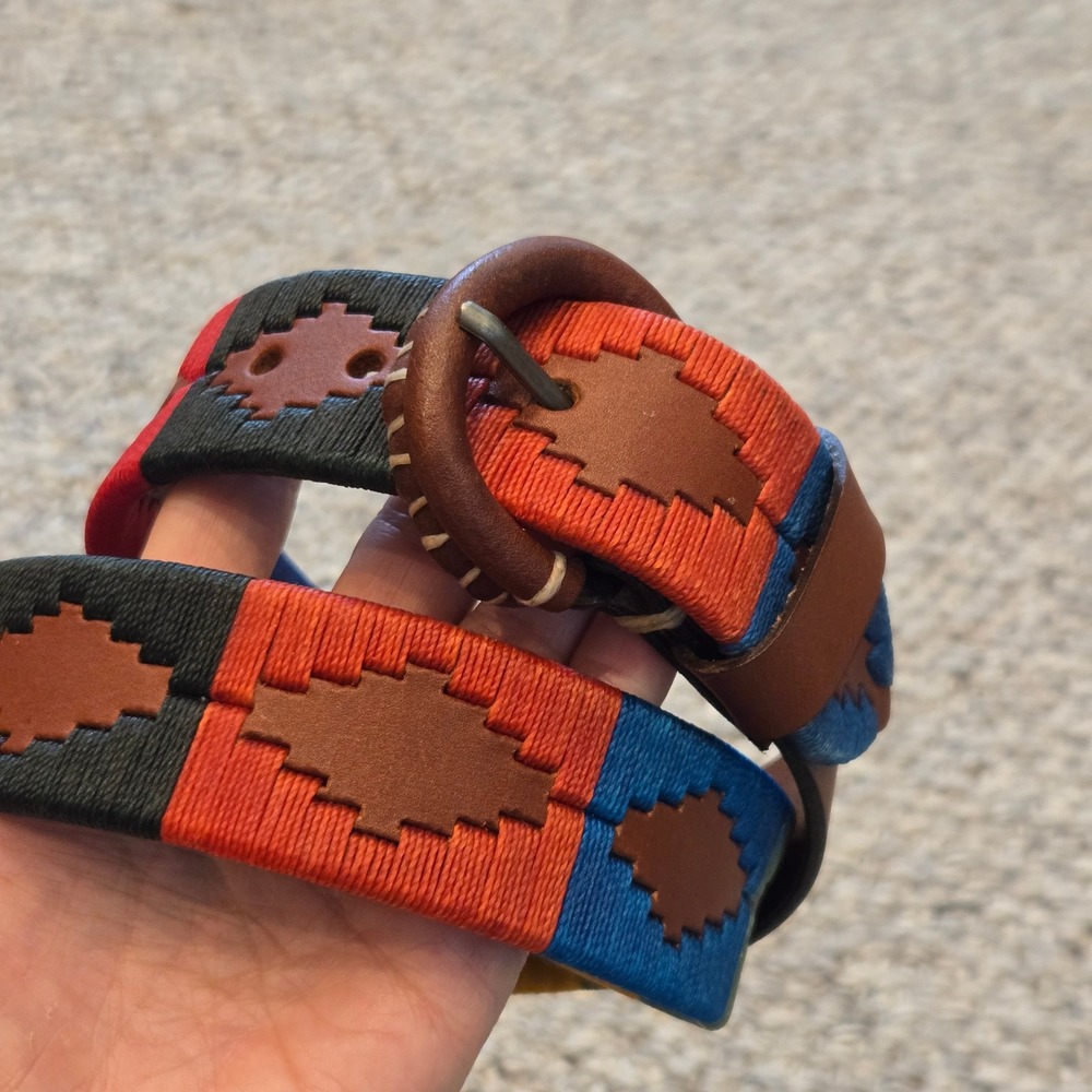 Handmade Belt Womens 80/32 Multicolor Woven Geometric Leather? Polo Style 29-33